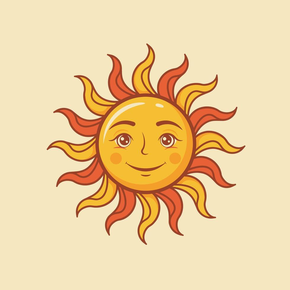 Sun with a smiley face logo design vector