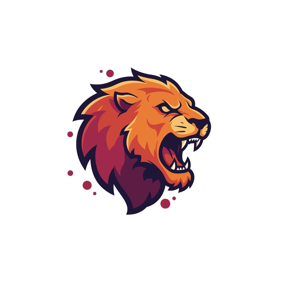 Colorful lion head mascot logo design vector