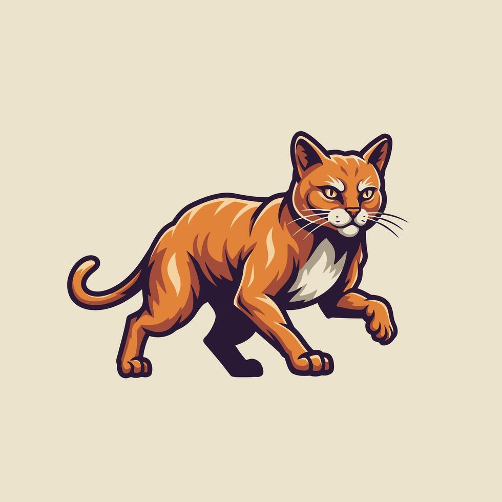 Cat running logo design vector