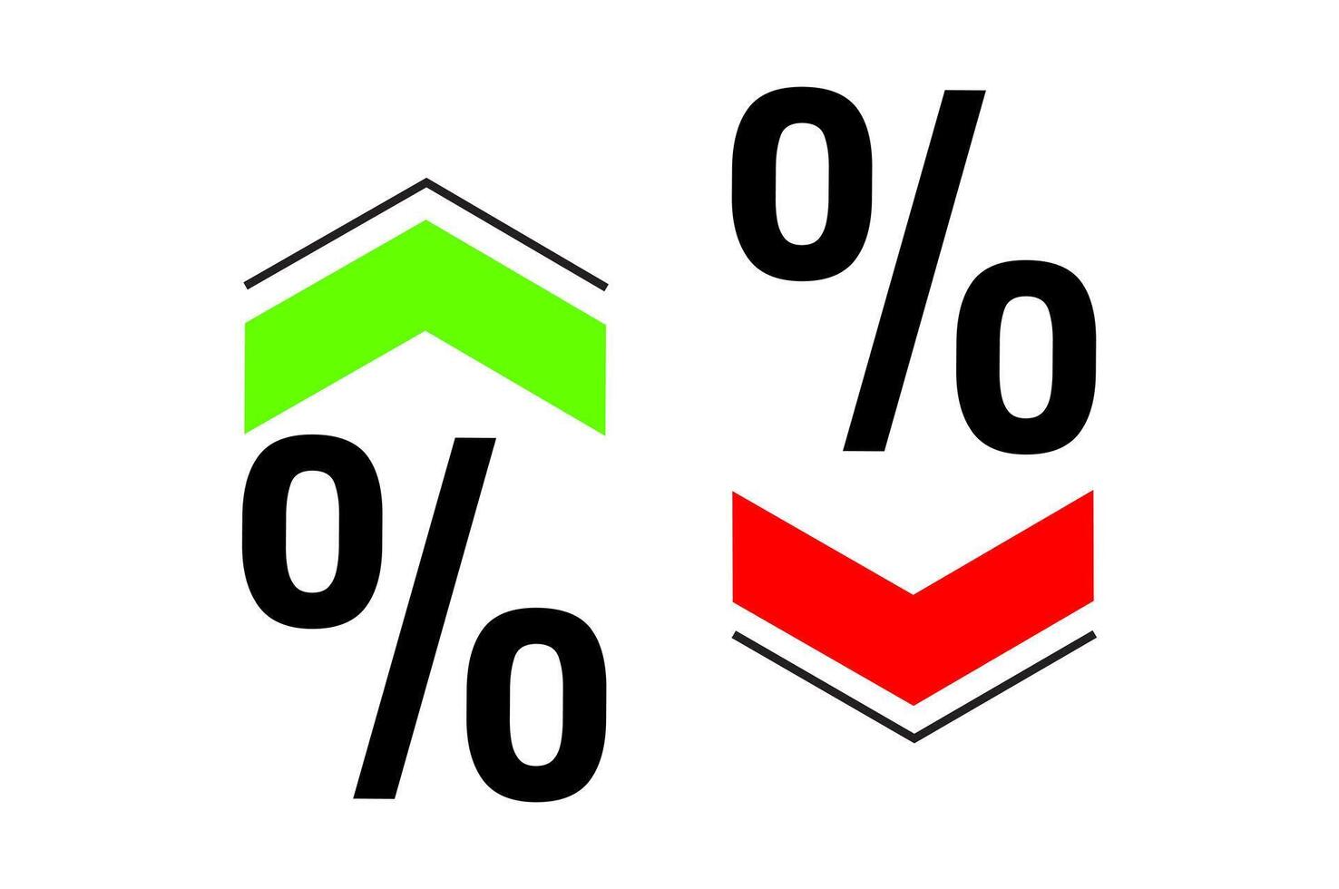 Percentage Rate Up and Down Arrows with green and red. vector