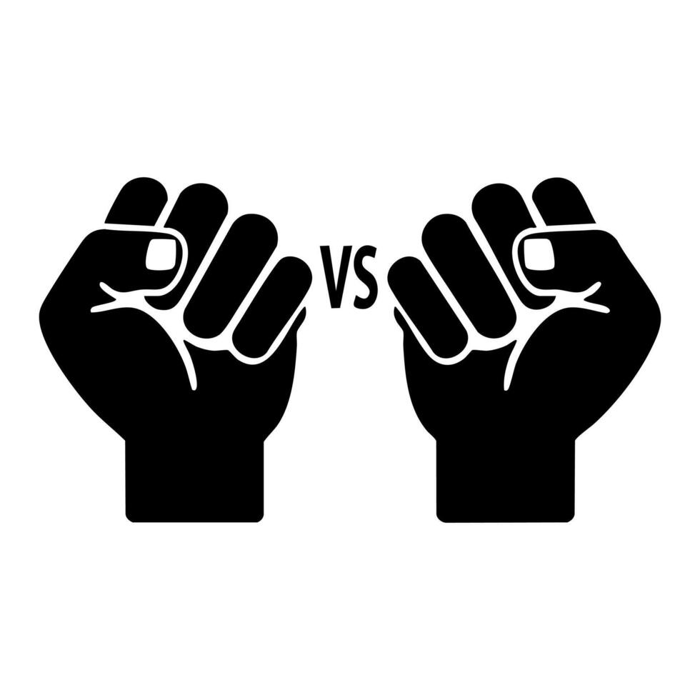 Black Fist VS Fist Silhouette, Protest and Resistance Versus Icon vector