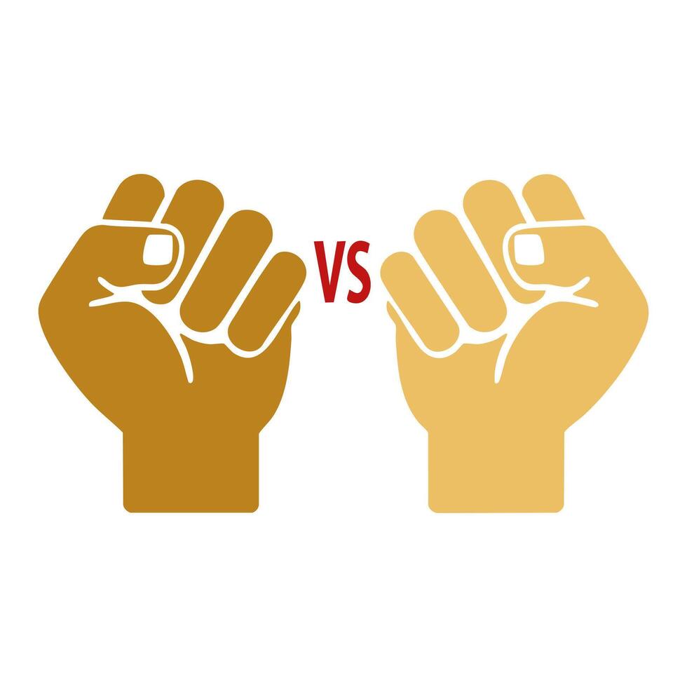 Brown Fist VS Fist. Versus Symbol for Competition, Power, and Unity Concepts vector
