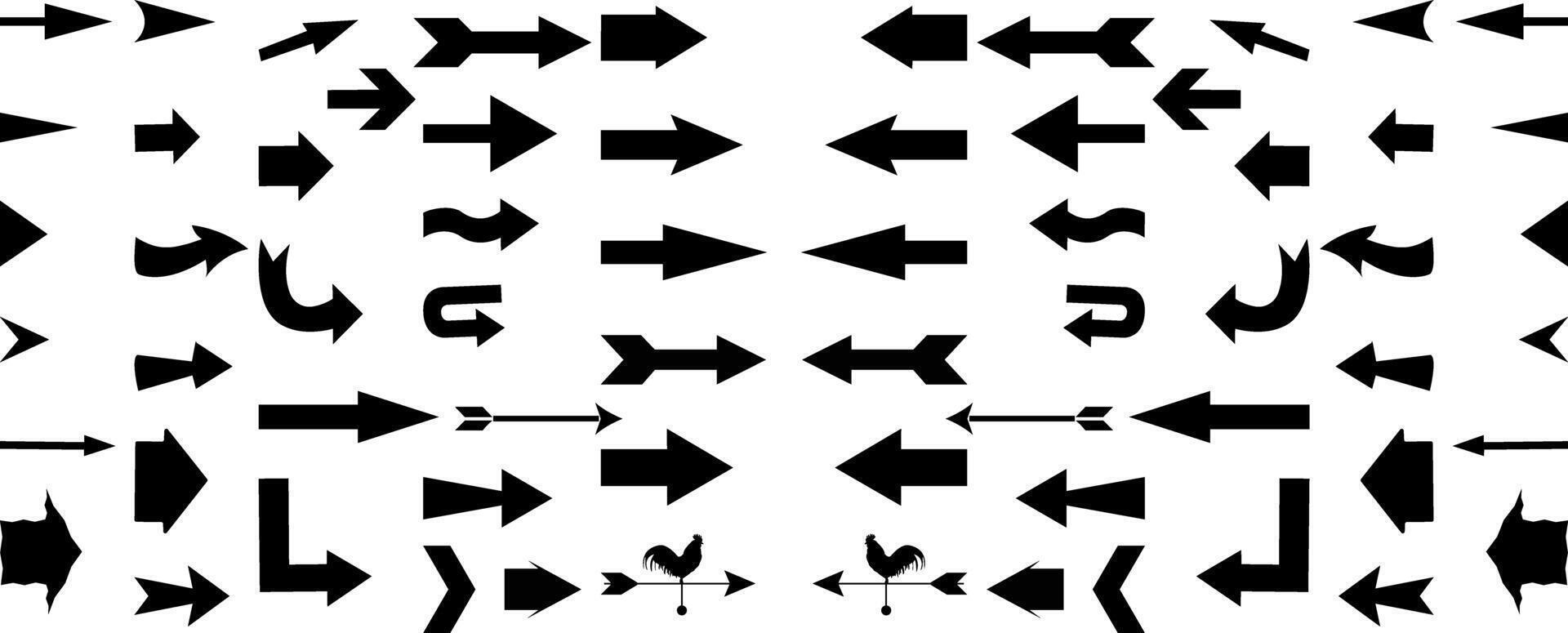 Arrow icons including left and right symbols. Modern arrows set for navigation, UI design, and web interface use. vector