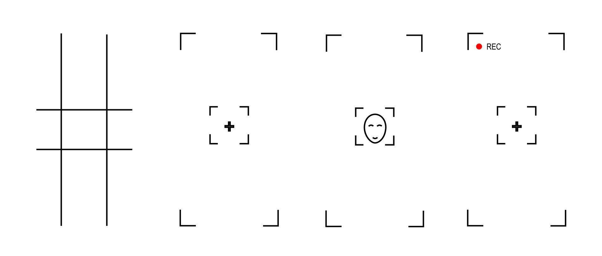 Facial Recognition and Camera Grid Interface, portrait mode. vector