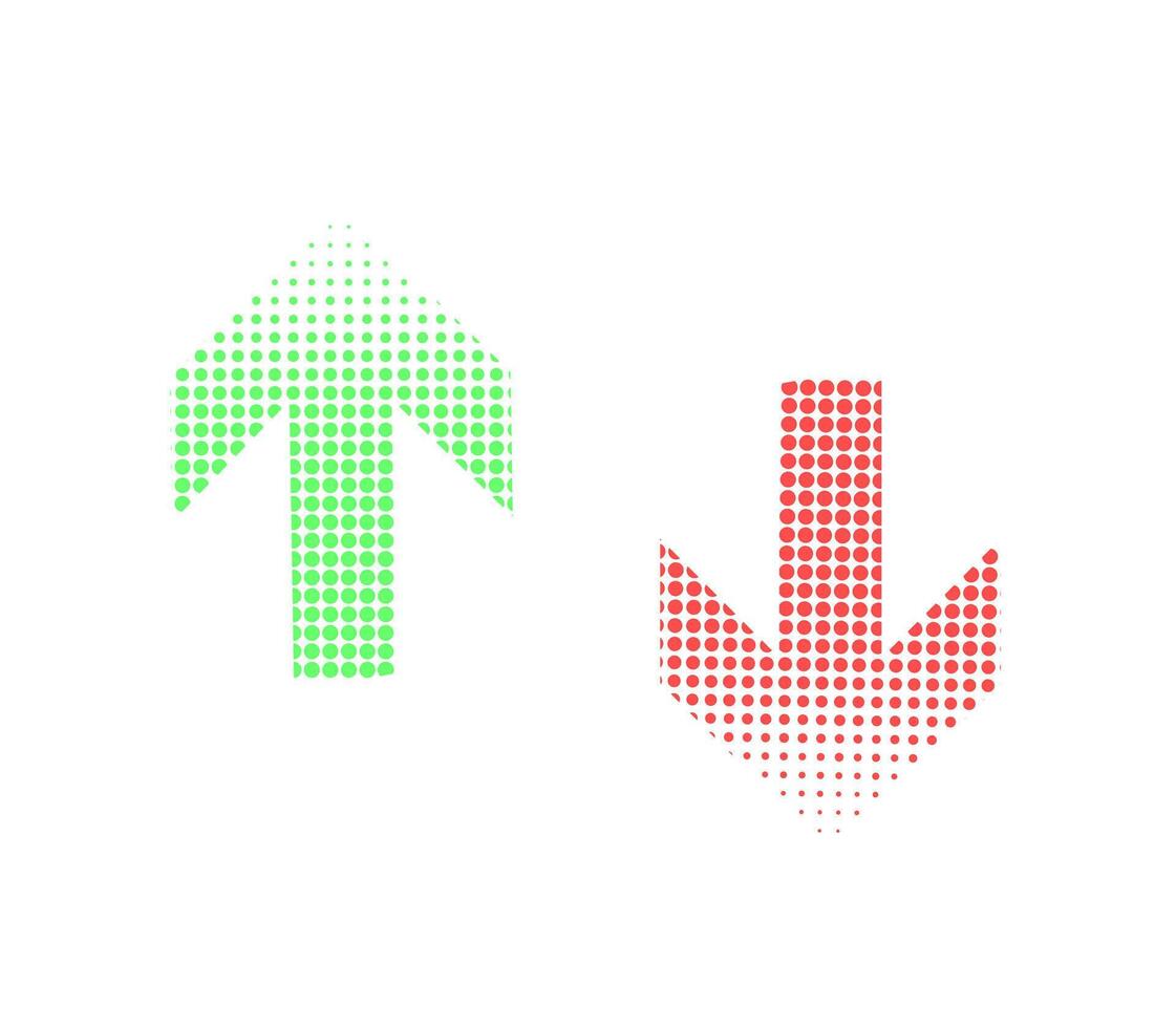 Halftone Up and Down Arrows for Trend or Infographic Design vector