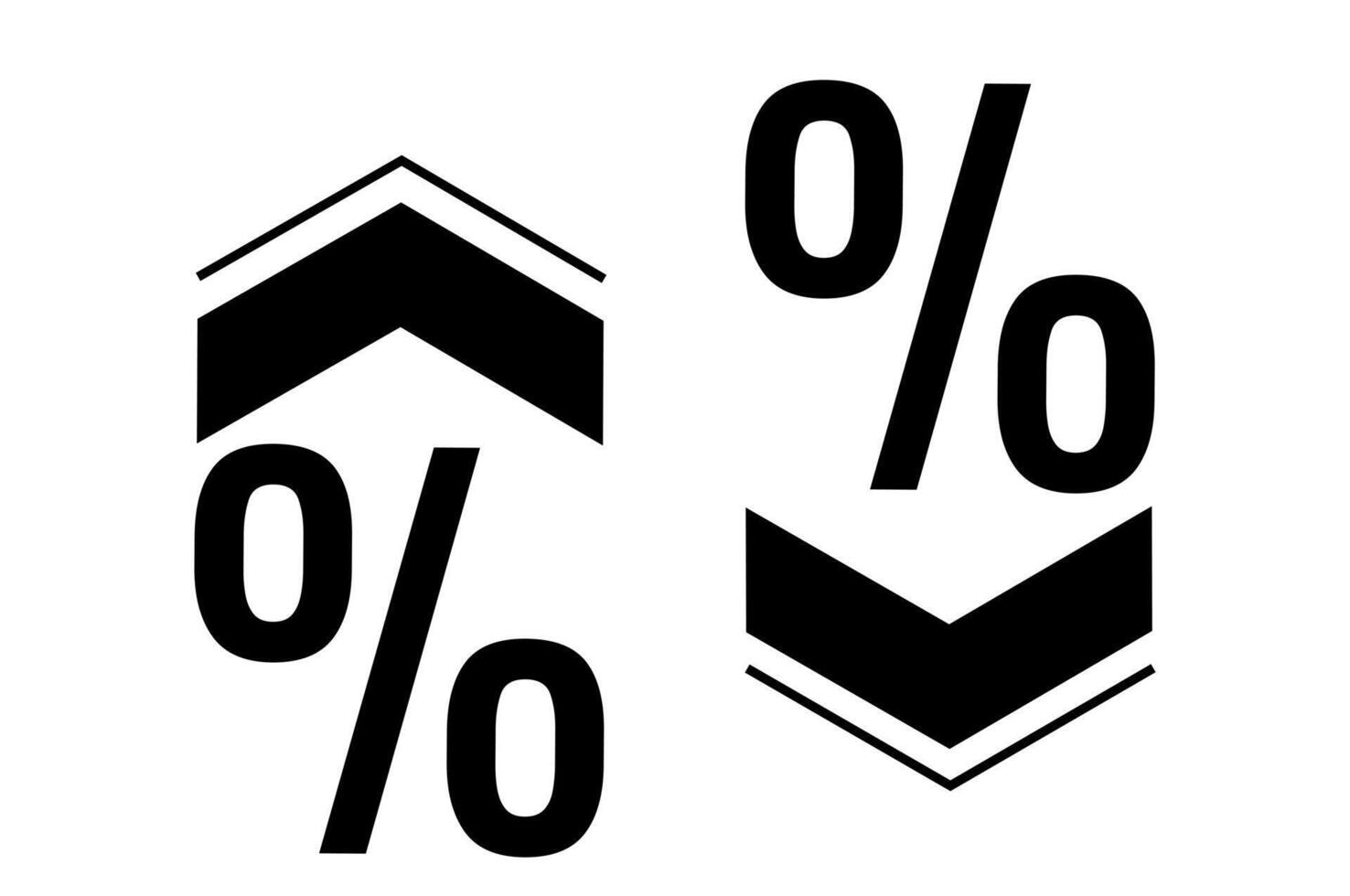 Percentage Rate Up and Down Arrows in black, vector