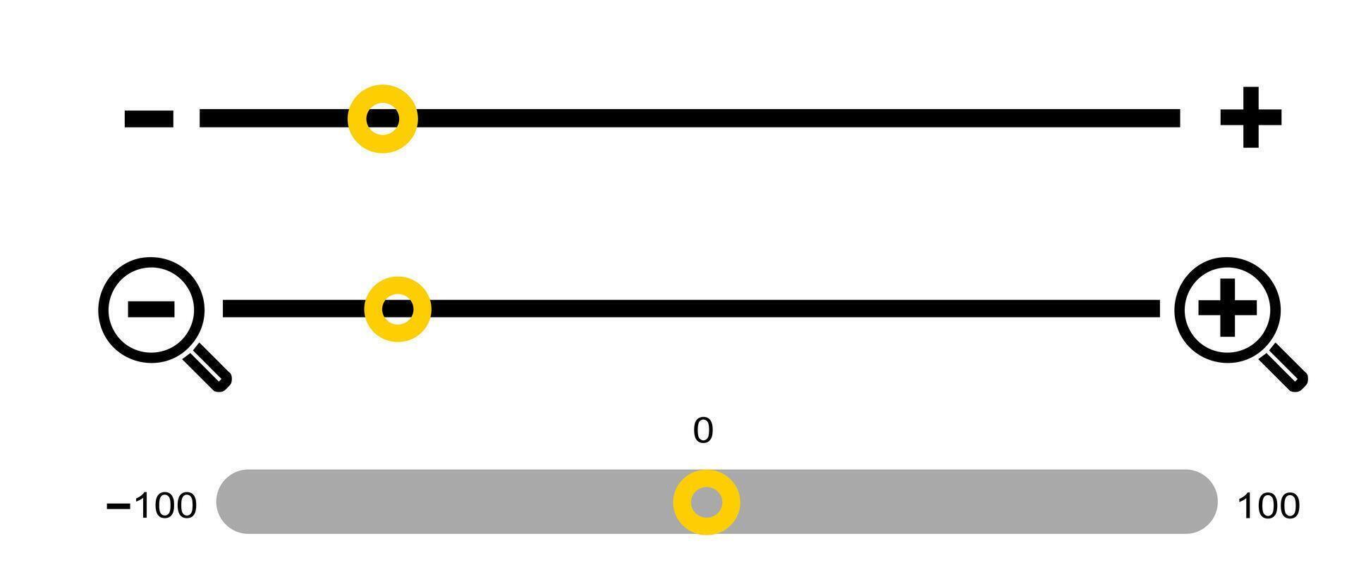 Zoom and Range Slider UI Icons for Interface and Web Design Controls vector