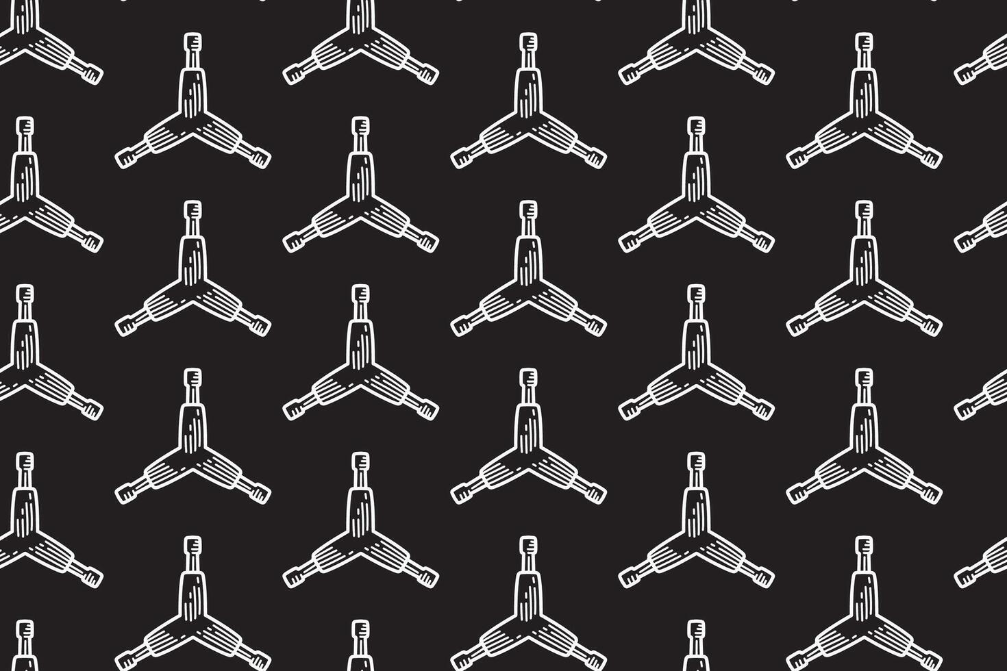skateboard y tools line art seamless pattern on black background. retro y key skateboarding engraving hatching pattern background for skateboard sport and shop merchandise vector