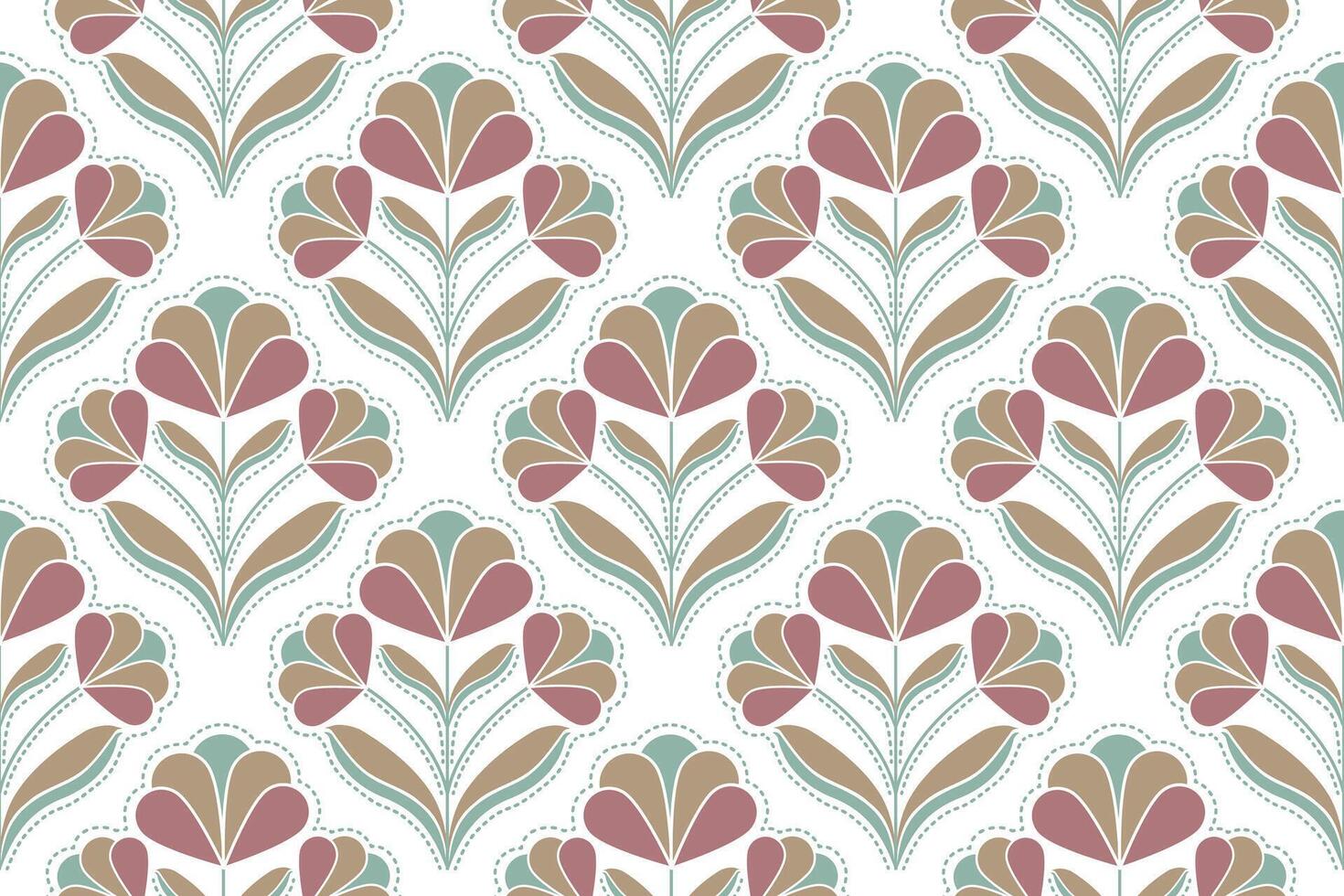 Hand drawn colorful geometric flowers. Seamless pattern with flowers for fabric, textile, clothing, wrapping paper, backdrop, banner, illustration, abstract background. vector