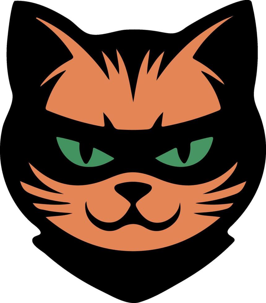 A cat with green eyes and a black mask vector