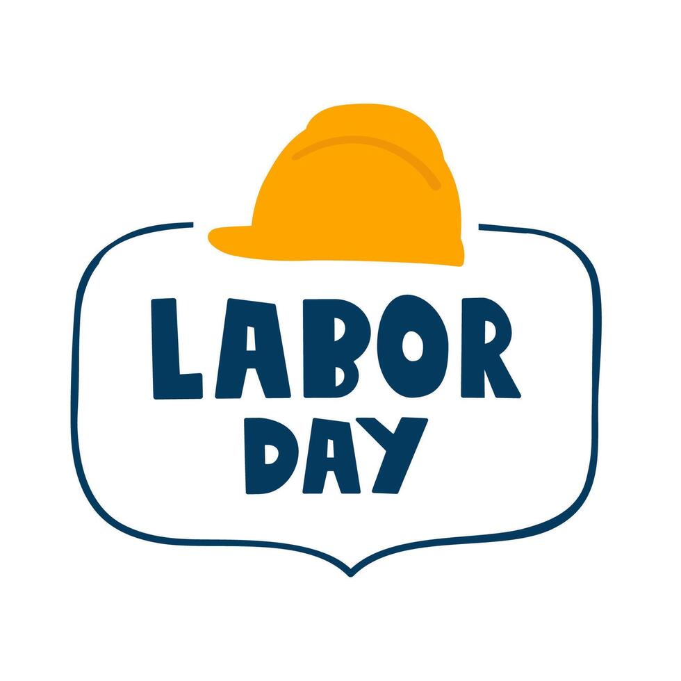 Badge with work helmet. Labor Day. illustration on white background. vector