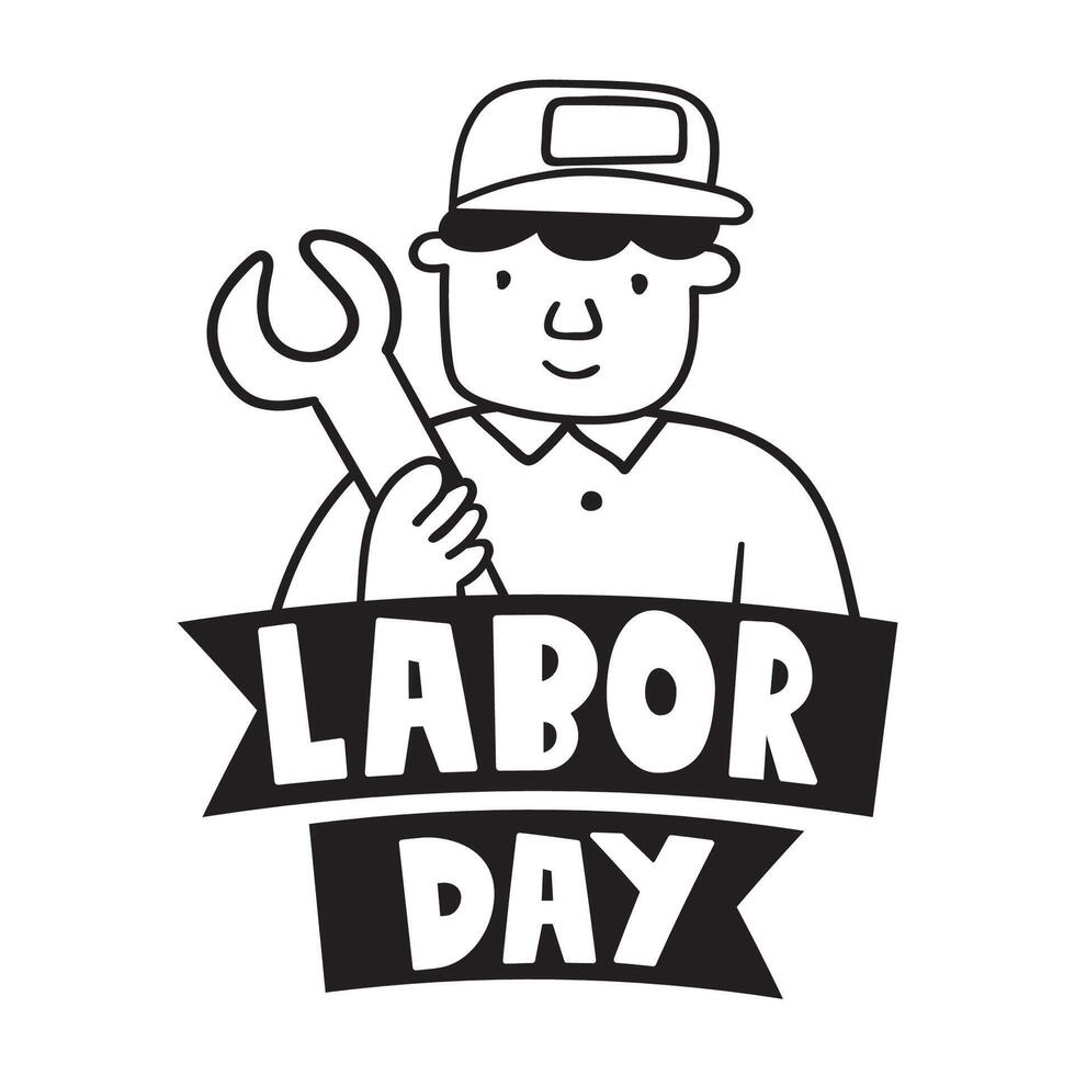 Labor day. Worker. Outline design. Illustration on white background. vector
