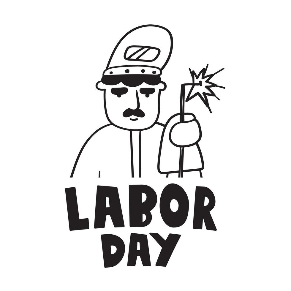 Labor day. Welder. Outline isolated icon. Illustration on white background. vector