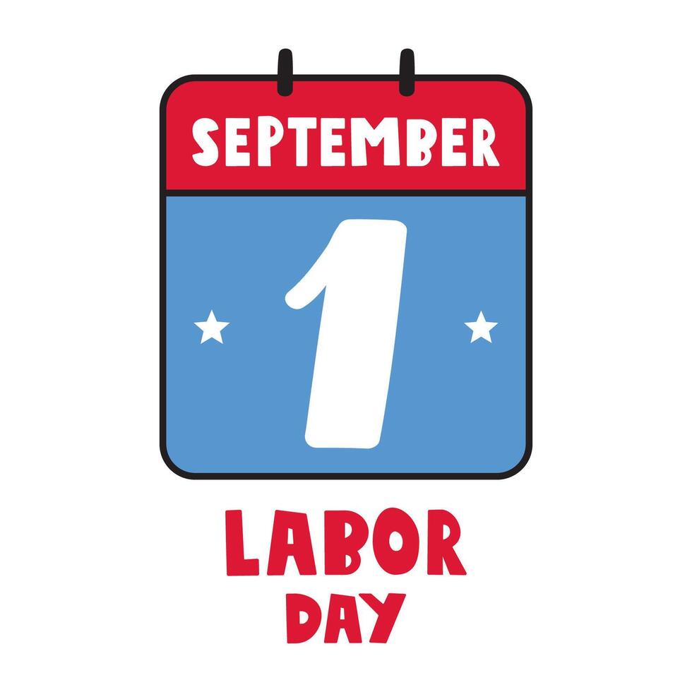 September 1. Labor day in U.S. Hand drawn design. illustration on white background. vector