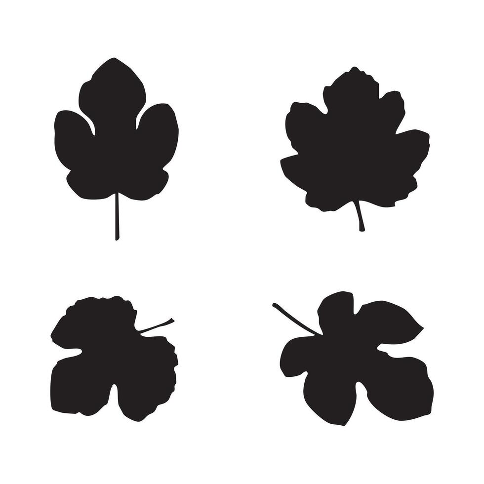 Fig Leaf Silhouette Set Flat Illustration Design of Fig Leaves for Graphic and Decorative Use on White Background vector
