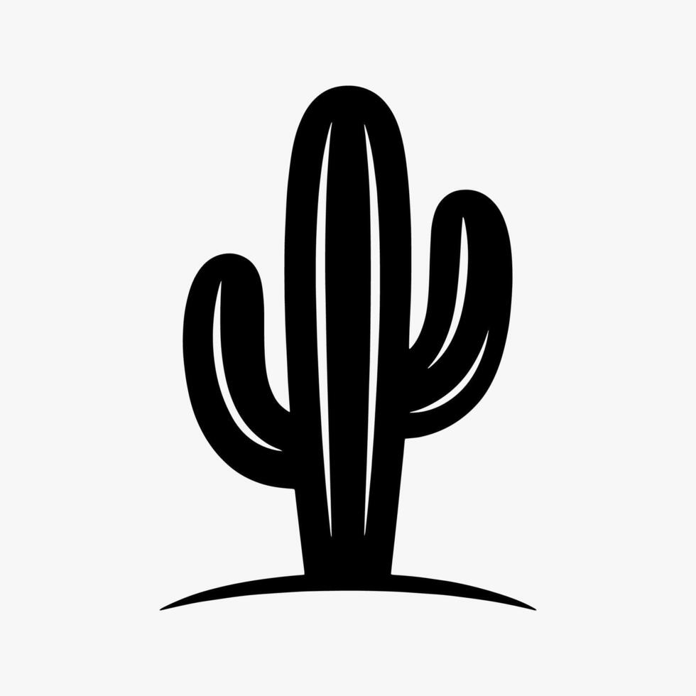 A black and white draw of a cactus vector