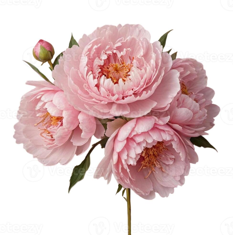 Lush pink peony bouquet with natural textures, ideal for digital art, print design, or romantic templates photo