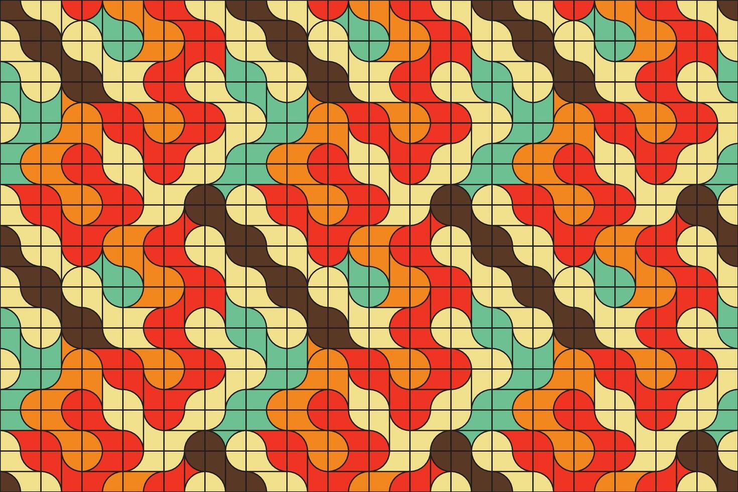 Artistic mosaic pattern of abstract metaball shapes in a retro color palette, forming a smooth, seamless geometric layout vector