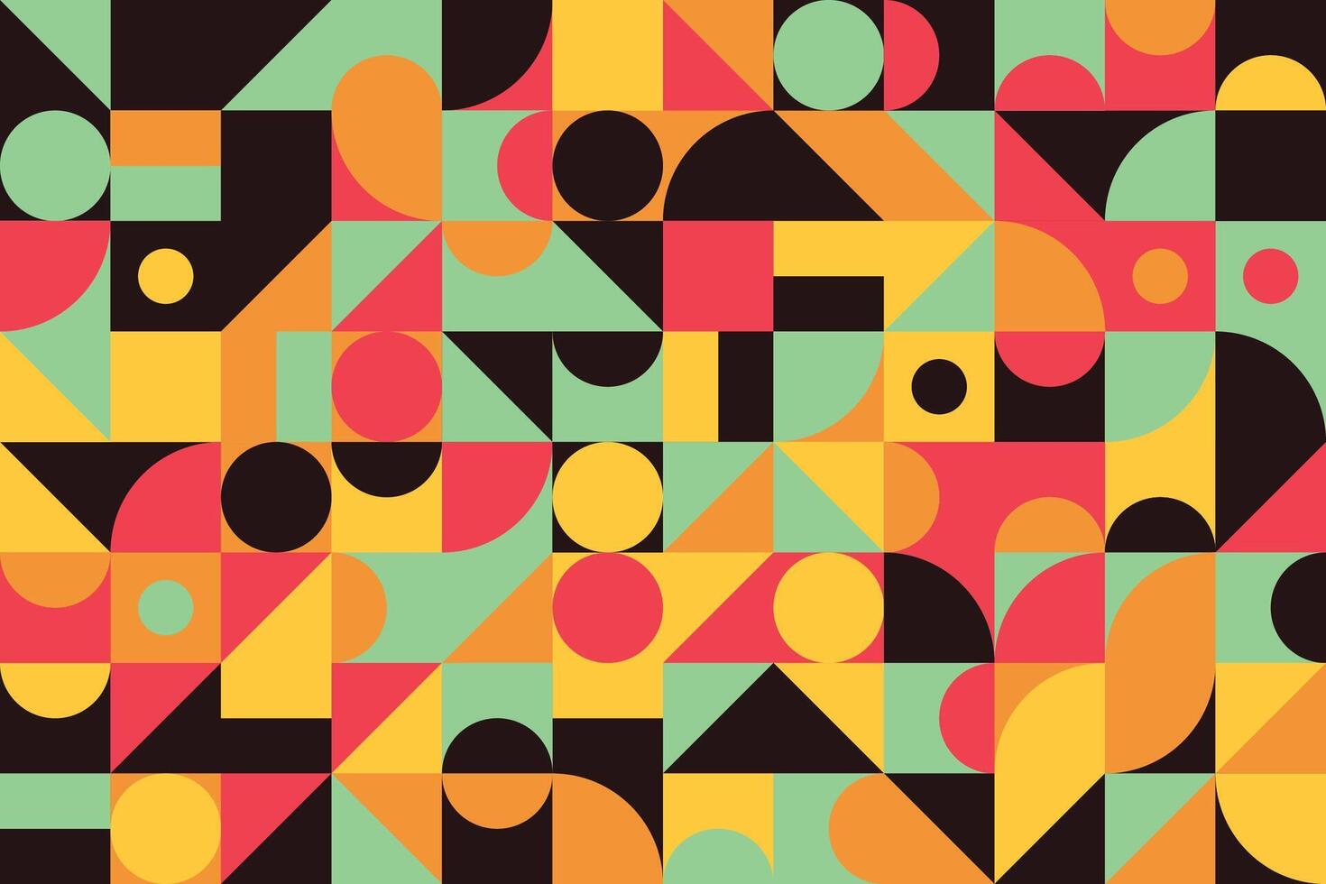 Bold mosaic seamless pattern made of flat geometric elements in colorful abstract shapes vector