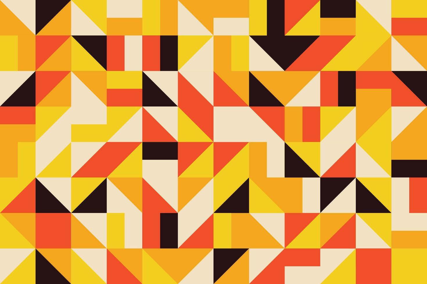 Abstract art with colorful flat shapes forming a seamless geometric mosaic pattern vector