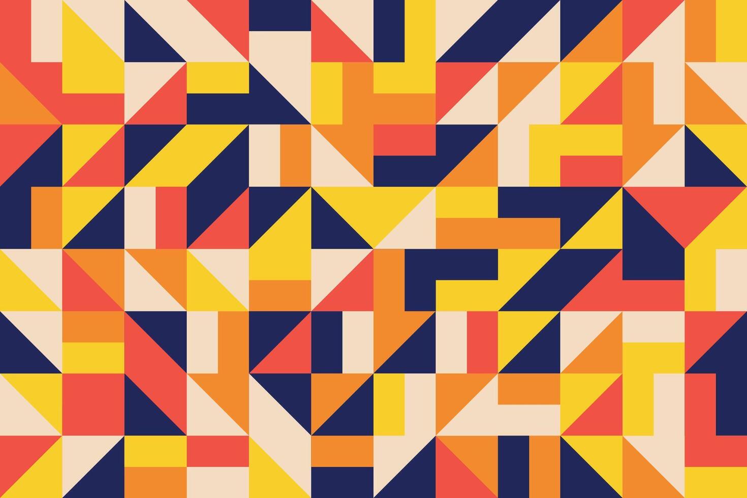 Creative abstract mosaic seamless pattern with flat geometric shapes and bold colors vector