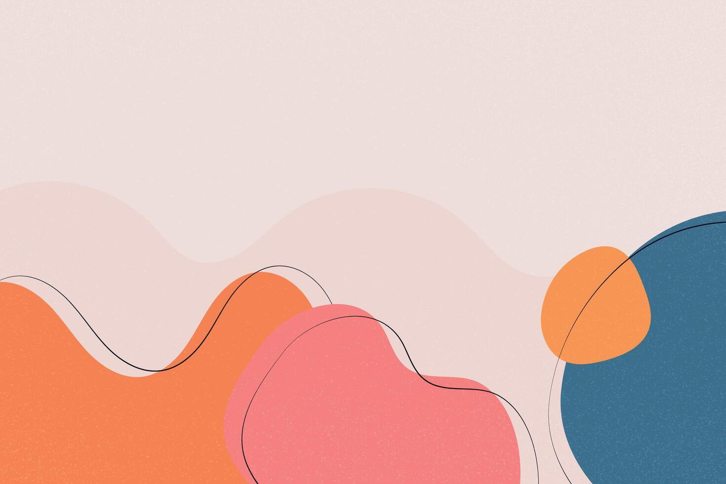 Abstract hand-drawn wavy shapes background combining warm color palettes and free-flowing lines for modern design art vector