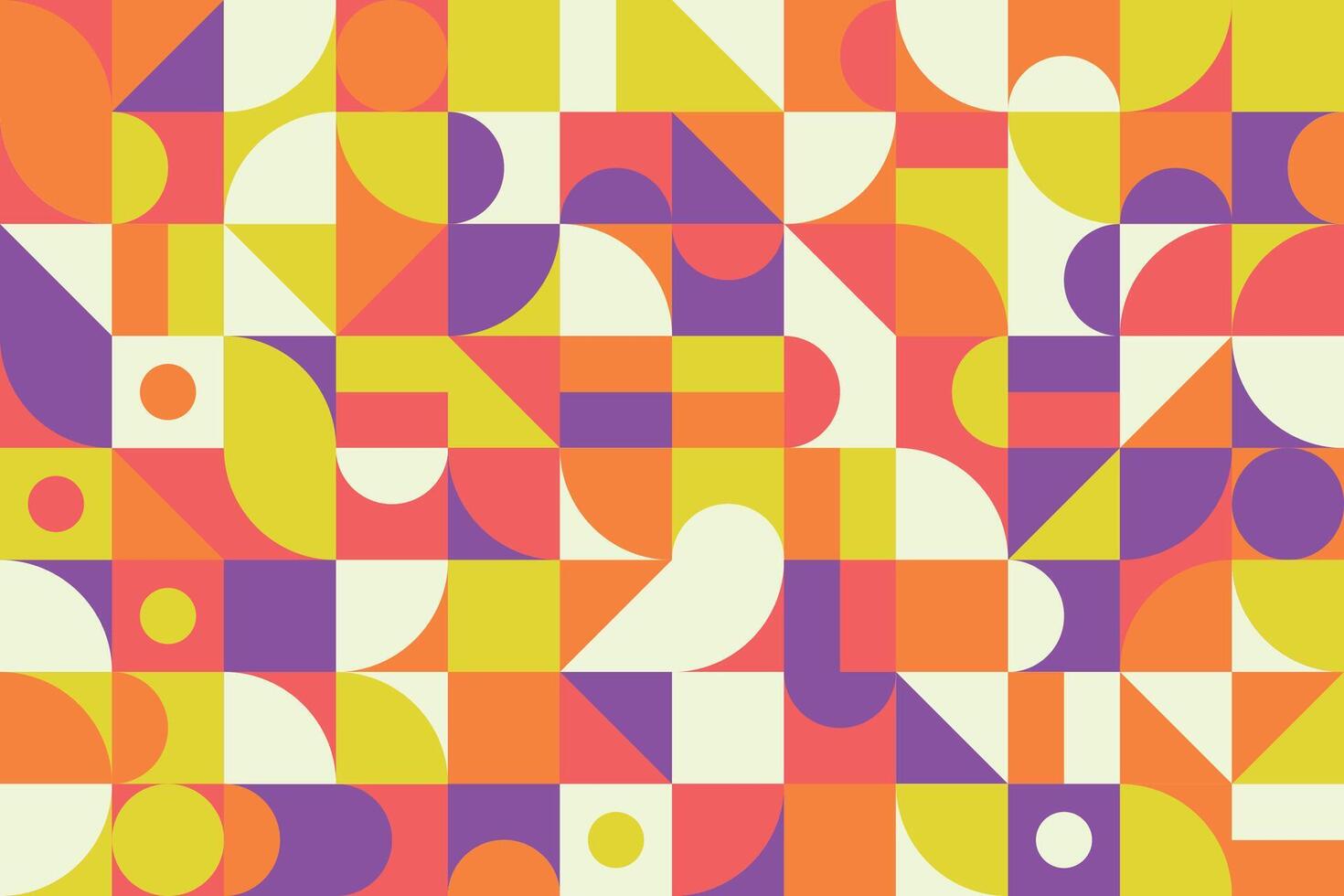 Abstract art with colorful geometric shapes forming a seamless mosaic pattern with flat elements vector