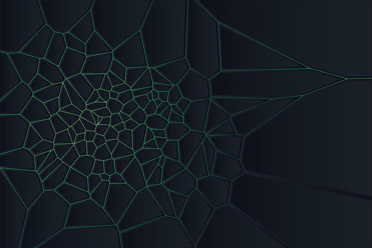 Futuristic art with interconnected green lines in a Voronoi backlight background vector