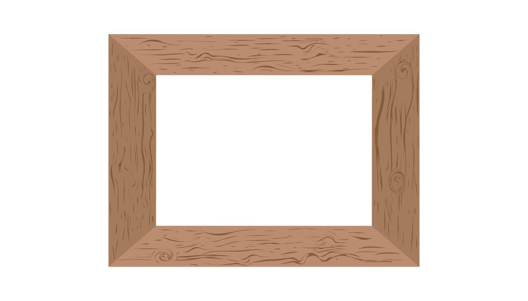 Clipart of wooden photo frame isolated on white background. Photo frame mockup. vector