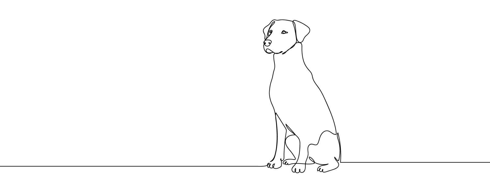 one continuous line drawing of a dog sitting vector