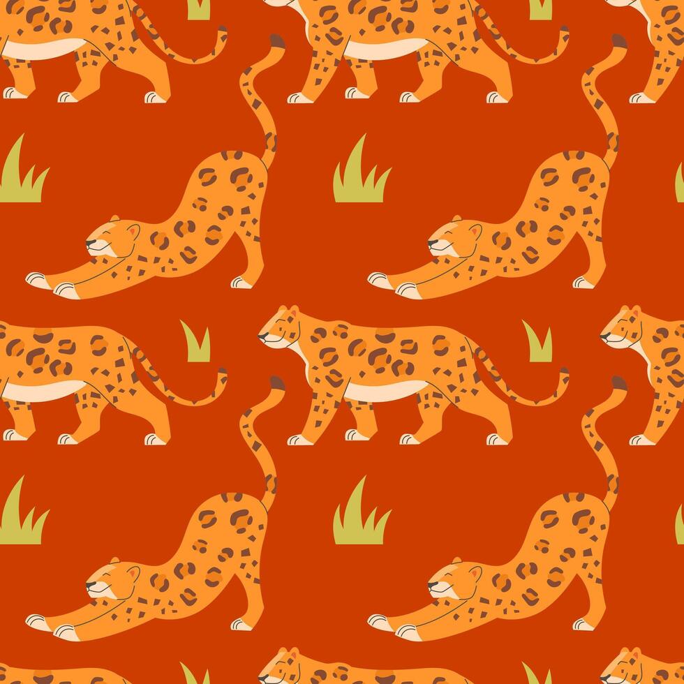Seamless pattern with leopard on dark background vector