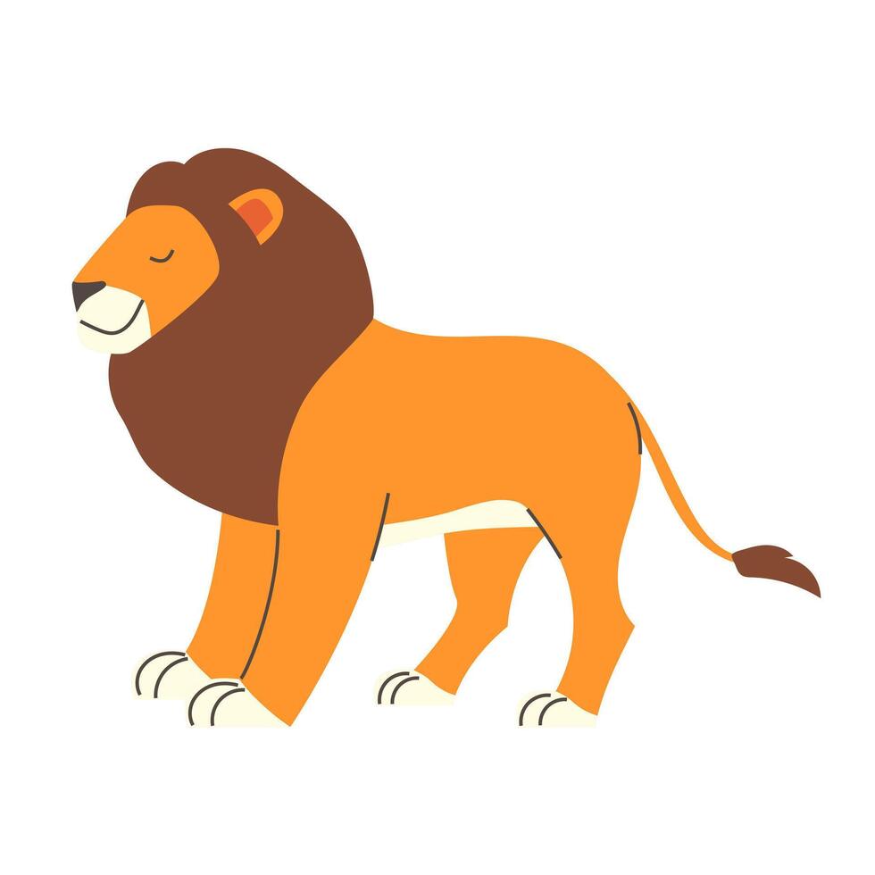 Cartoon lion in flat style on white background vector