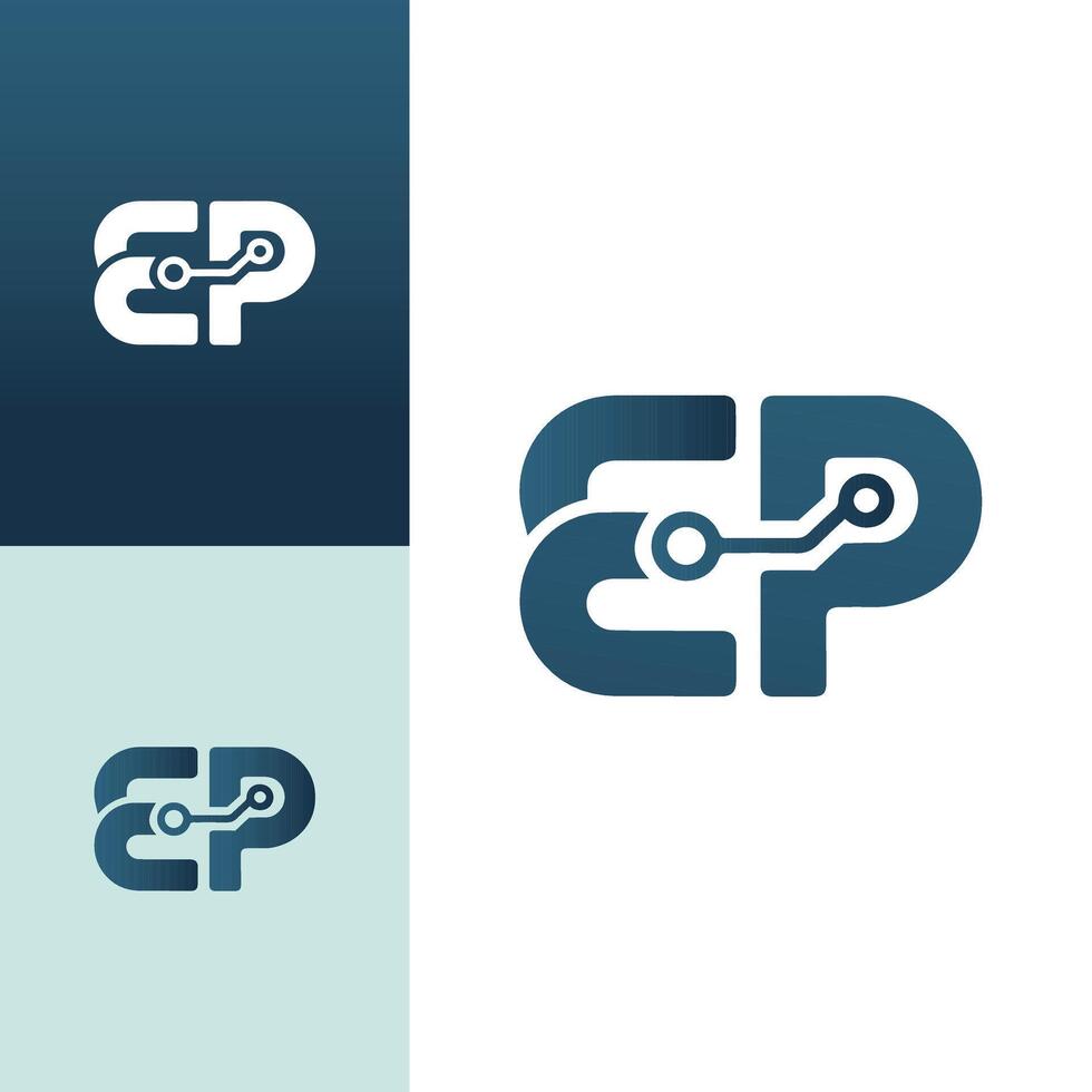 Modern Tech Circuit EP Letter Logo Template vector