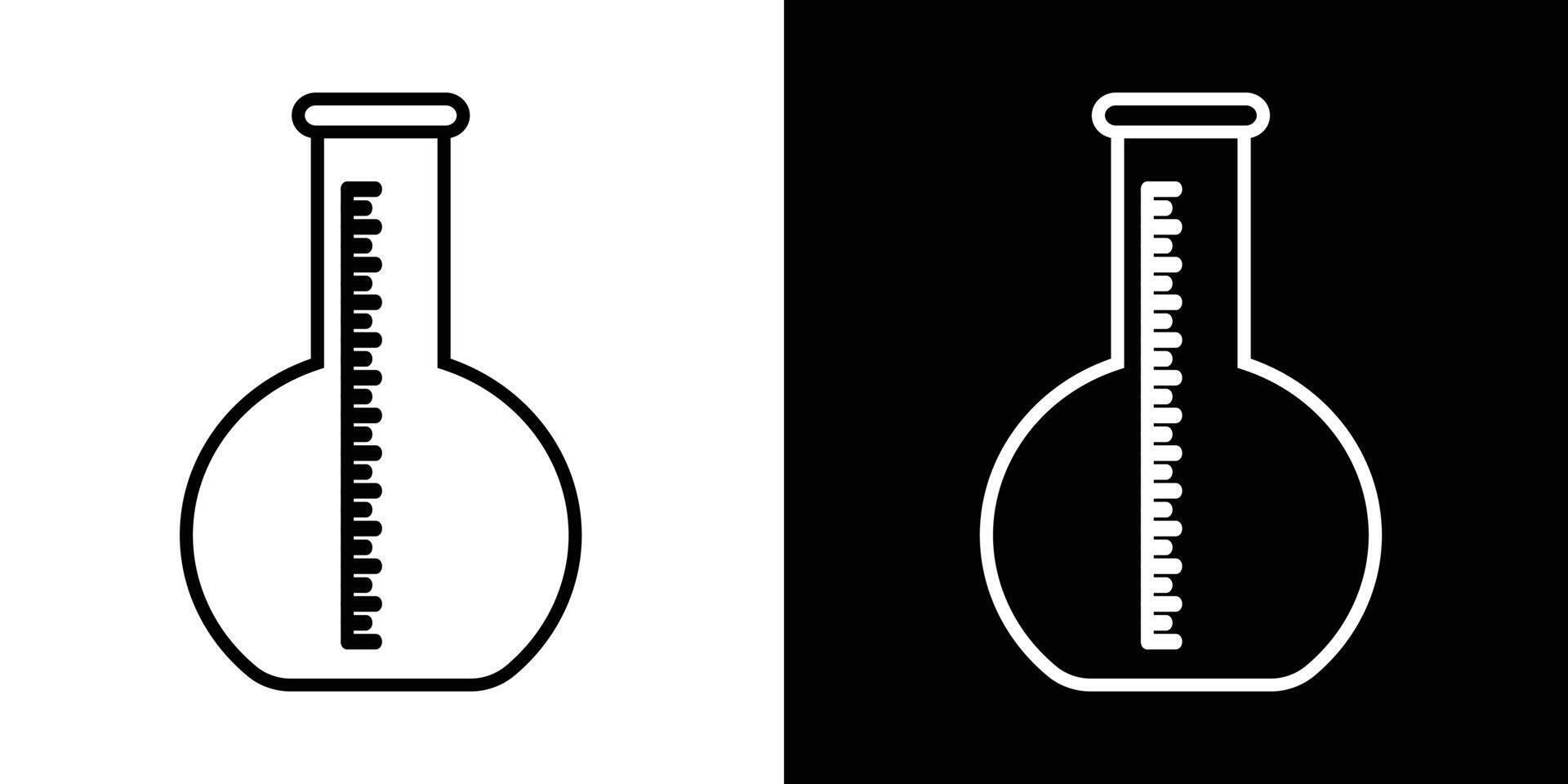 Black and White Laboratory Flask Icon with a Measurement Scale vector