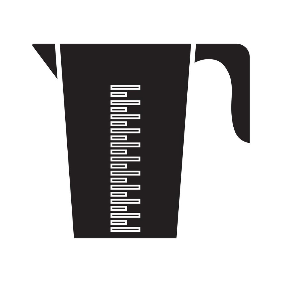 Black Measuring Jug Icon With Scale Marker. vector