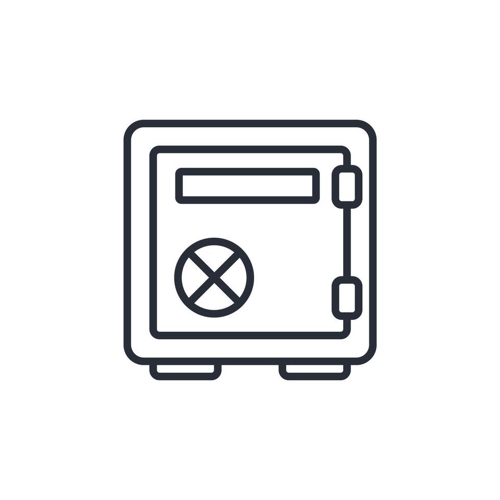 safe vault line icons isolated vector