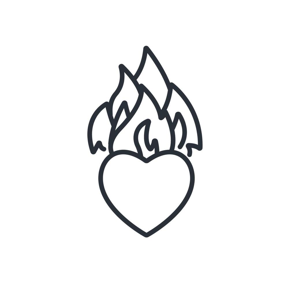burning heart icons isolated Flat style design vector