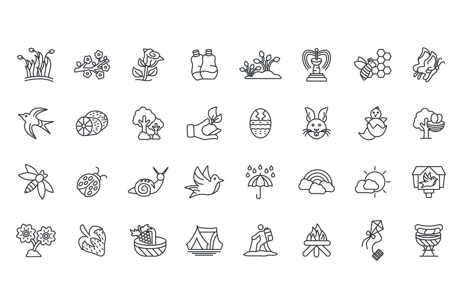 spring icons set isolated design vector