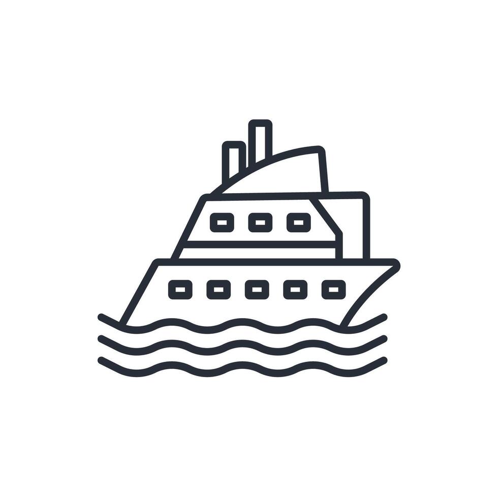 yacth line icons isolated vector