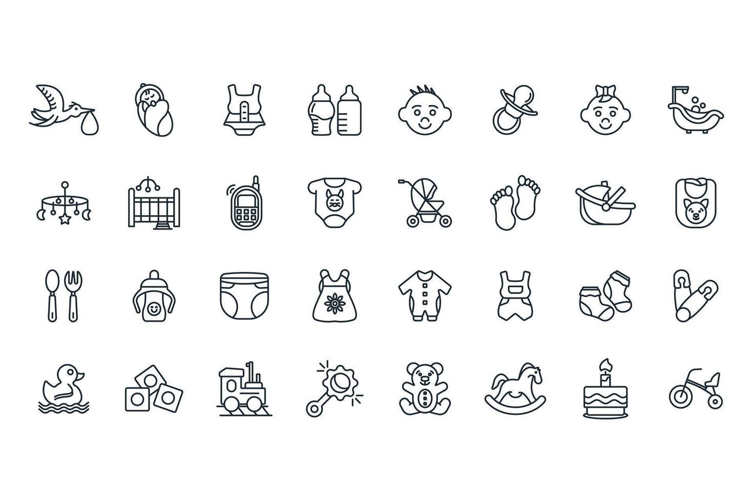 childhood icons set icons isolated on White Background vector