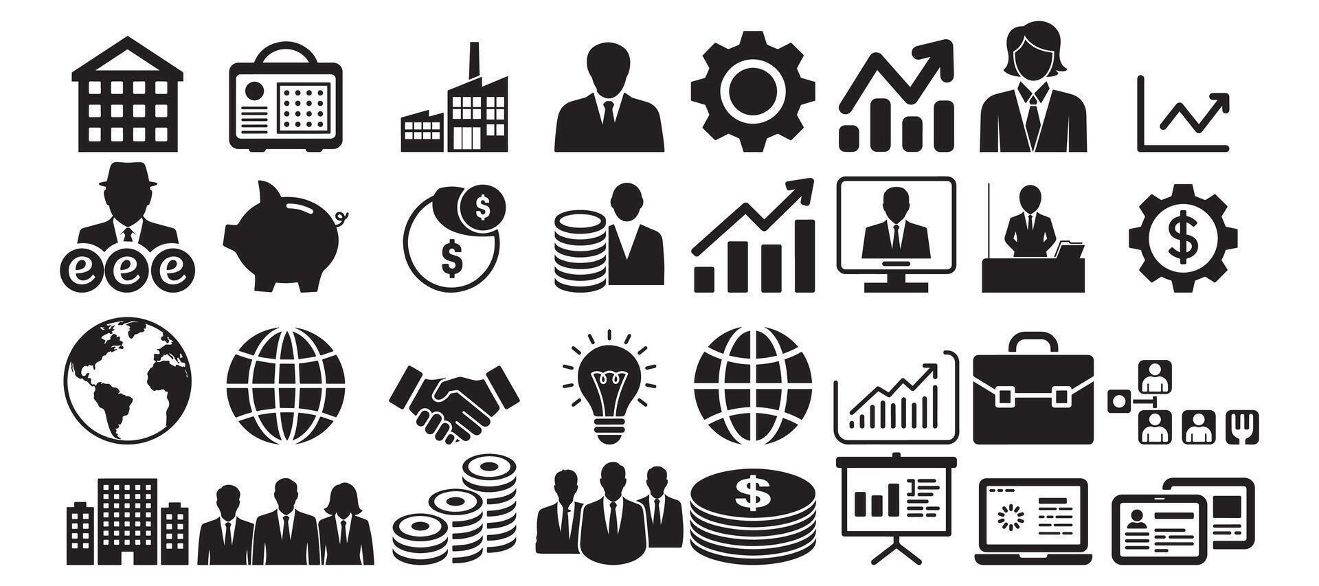 Business Finance Marketing Technology Icons Collection for Corporate Office Industry and Economy vector
