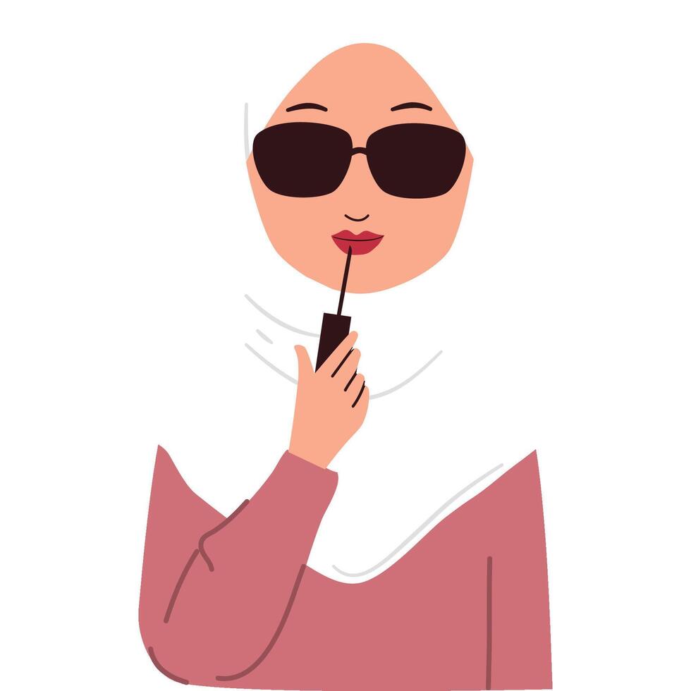 Hijab woman does make up vector