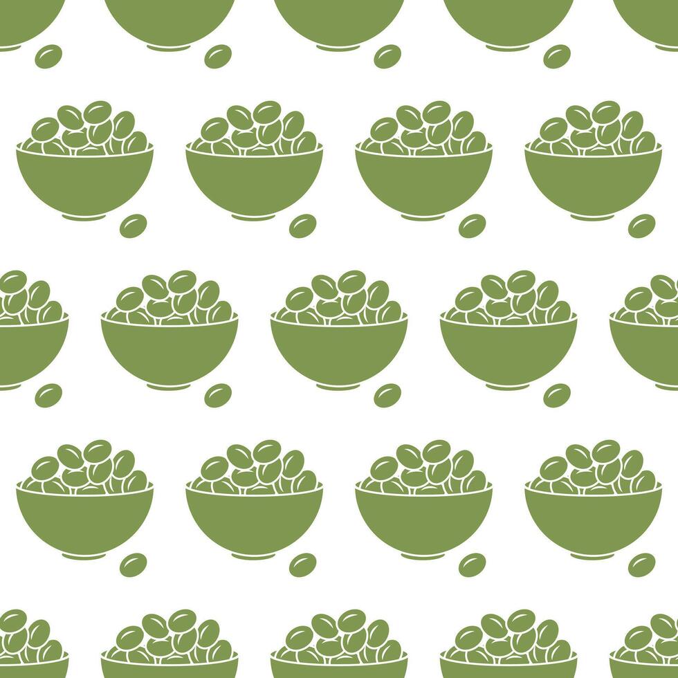 Big bowl full of olives. Seamless pattern. vector