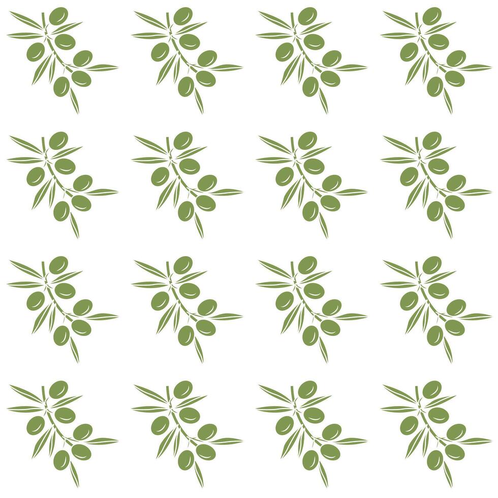 Olive branch with fruits. Seamless pattern. vector