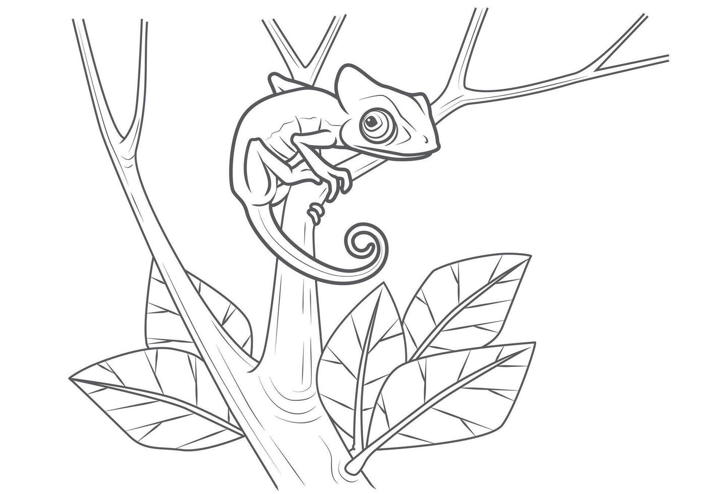Chameleon Doodle Coloring Illustration vector