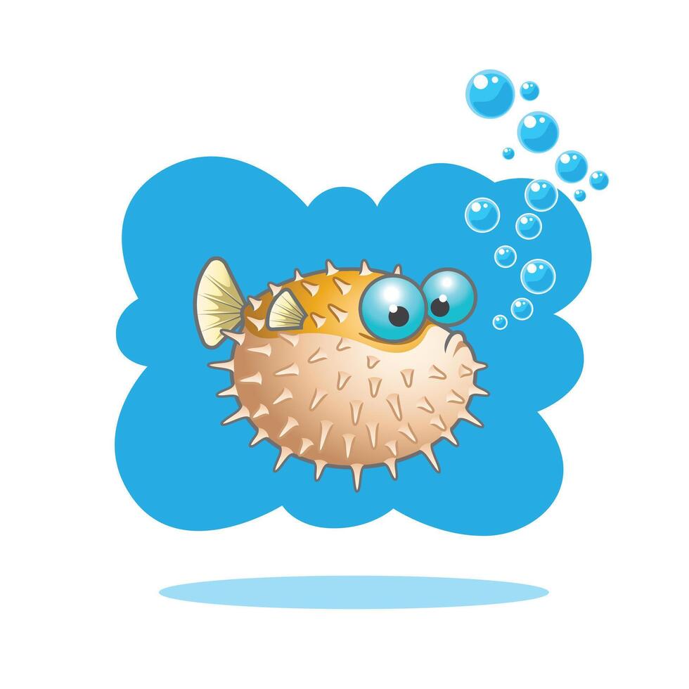 Funny Puffy Fish Cartoon Character Illustration vector