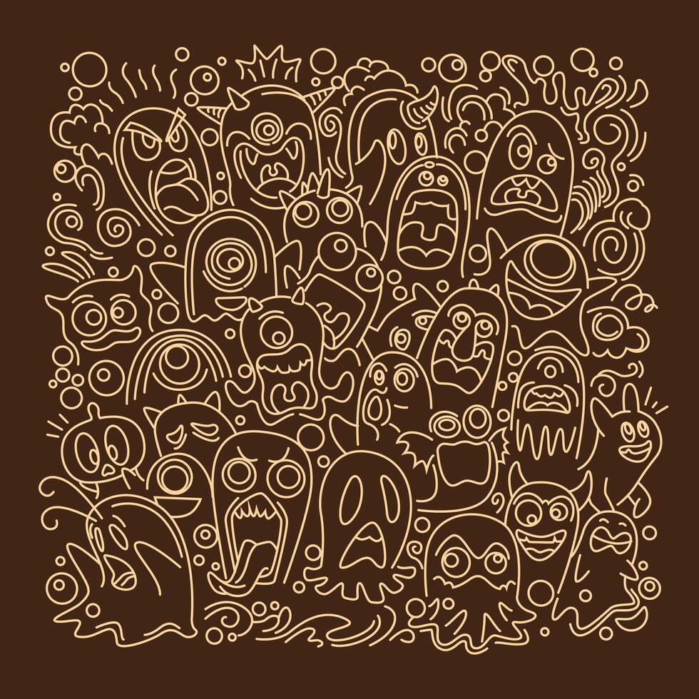 Monster Doodle Line Art Illustration vector
