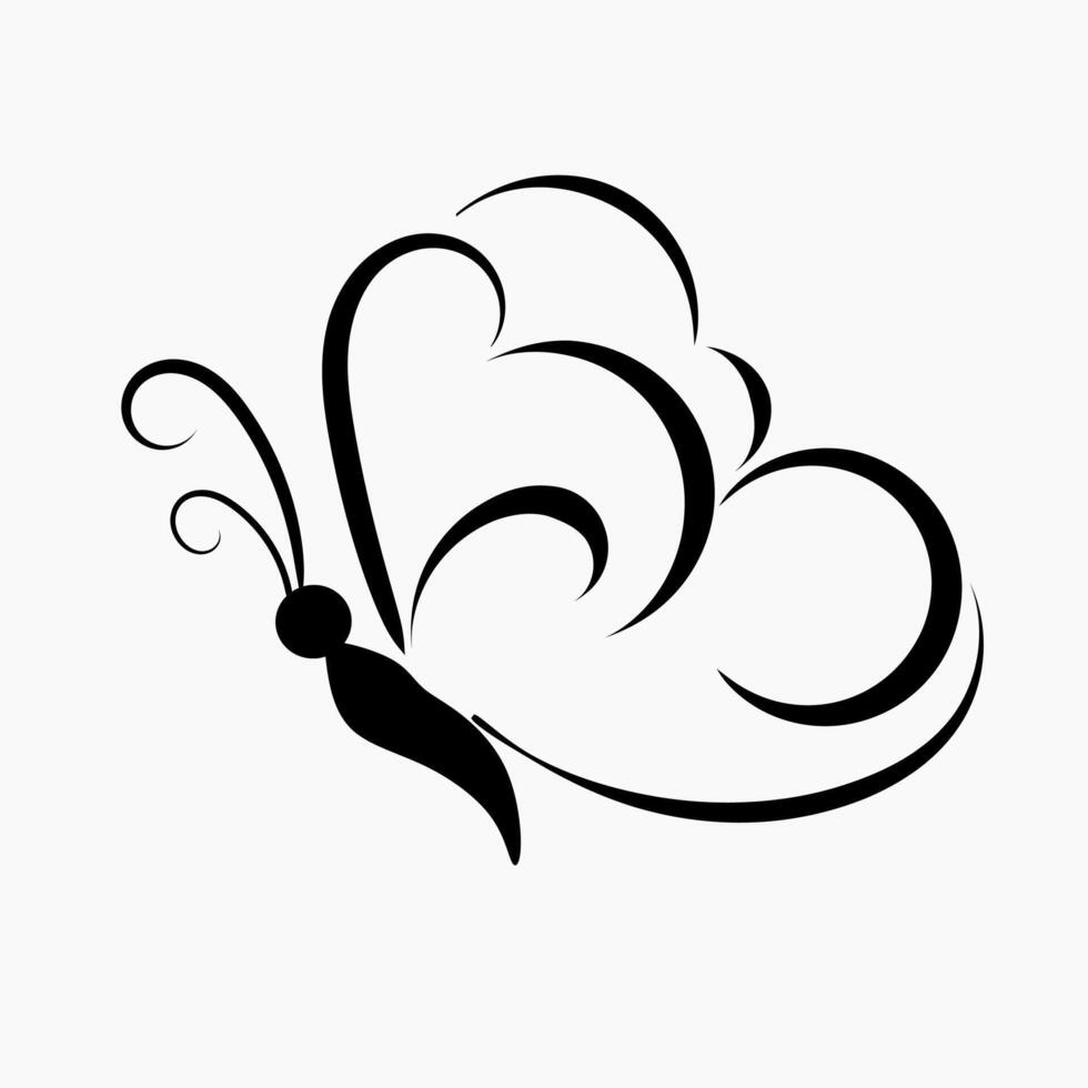 Butterfly side view stencil clip art vector