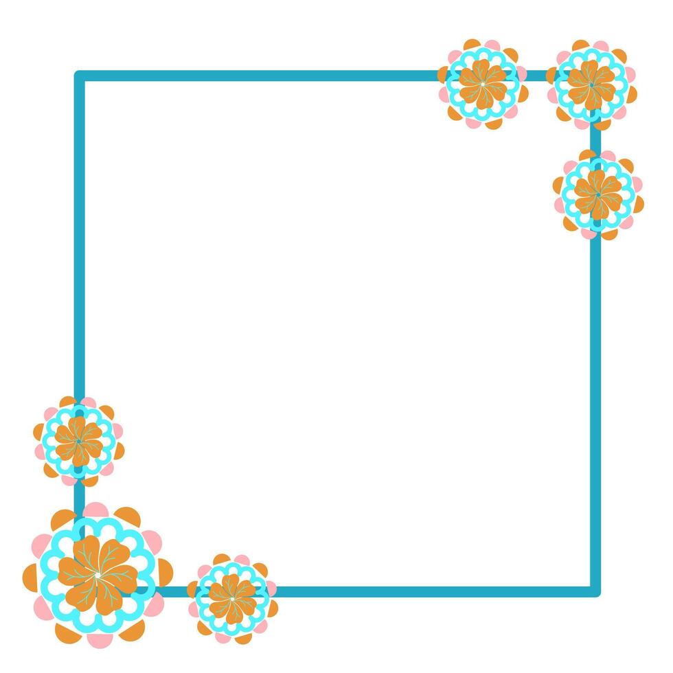 Square frame with mandala flower corner border clipart illustration vector