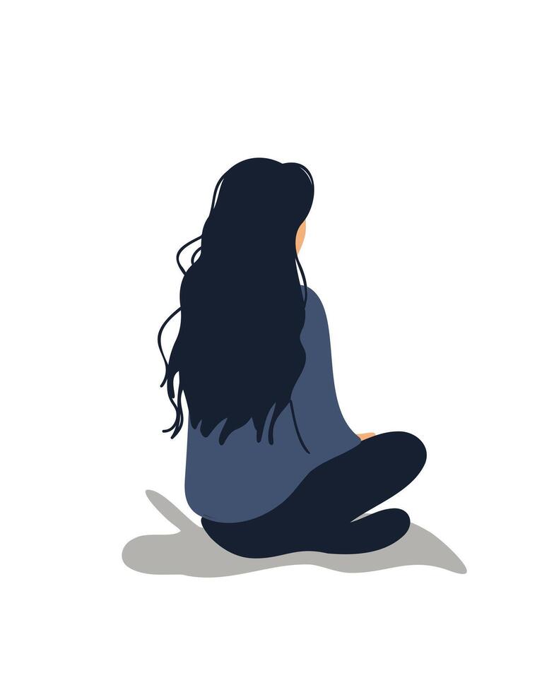 view from the back of a woman sitting on the ground vector